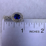 Sterling Silver 925 Womens Blue Stone Pendant Sapphire Color Oval Design