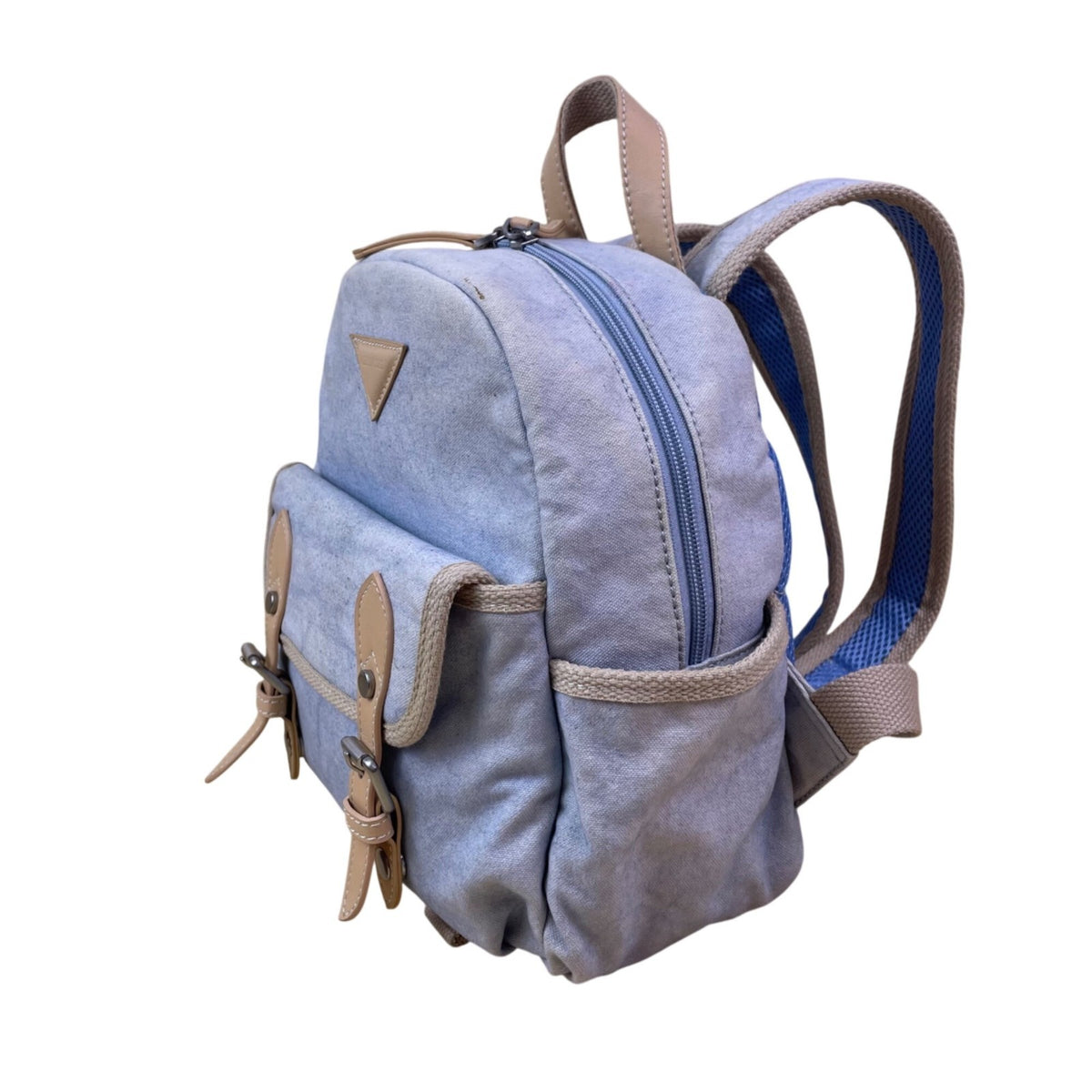 Role Model Women’s Blue & Khaki Canvas & Faux Leather Adjustable Straps Backpack