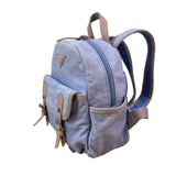 Role Model Women’s Blue & Khaki Canvas & Faux Leather Adjustable Straps Backpack
