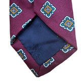 Brooks Brothers Mens Burgundy Silk Geometric Pattern Tie
