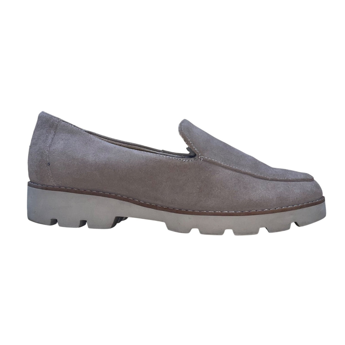 Women’s Taupe Suede Comfort Lug Sole Slip-On Kensley Loafers Size 7.5
