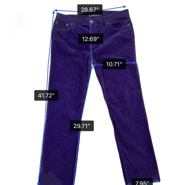 Lauren Ralph Lauren Purple Corduroy Womens Classic Straight Jeans Size 12