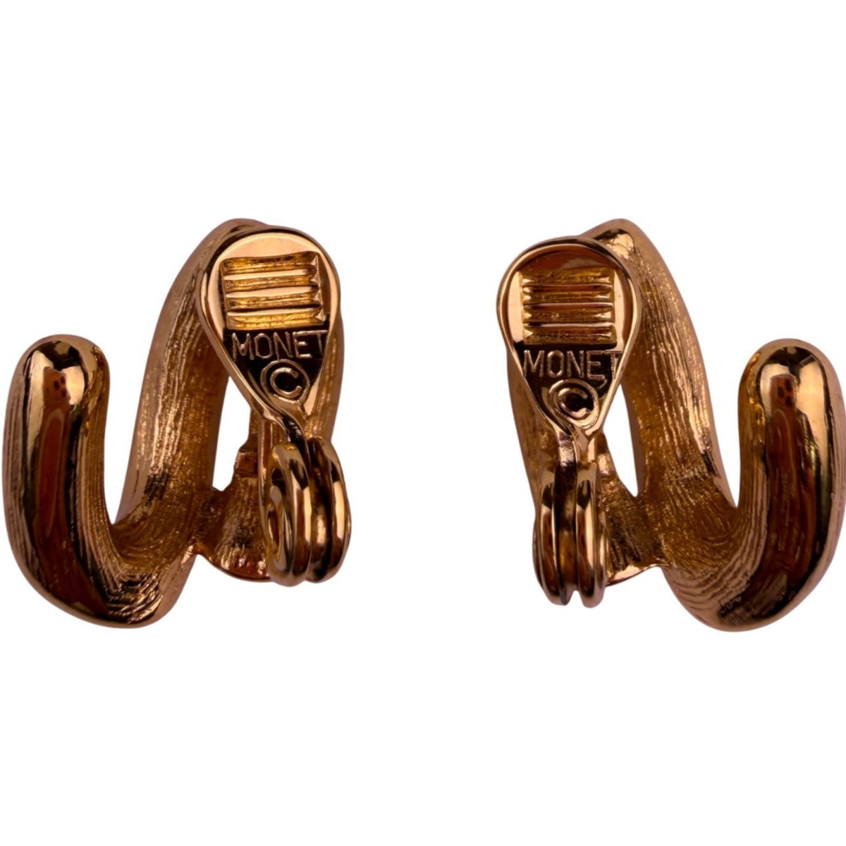 Monet Womens Gold Tone Rhinestone Clip-On Earrings Vintage Jewelry