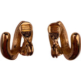 Monet Womens Gold Tone Rhinestone Clip-On Earrings Vintage Jewelry