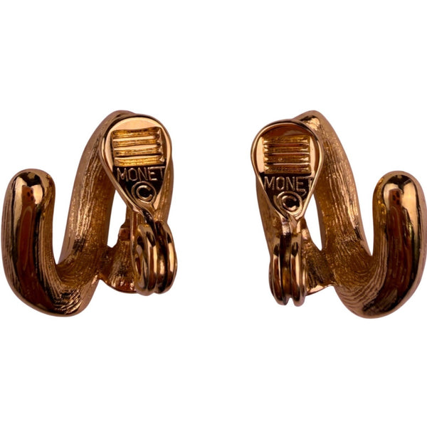 Monet Womens Gold Tone Rhinestone Clip-On Earrings Vintage Jewelry