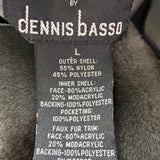 Dennis Basso Womens Black Faux Fur Hooded Coat Stylish Warm Outerwear Sz L