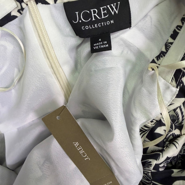 J.Crew Womens Black & White Viscose Halter Maxi Dress Floral Print Size 4