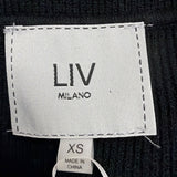Liv Milano Womens Black Sweater Rhinestone Collar 3/4 Sleeves Pullover Sz XS