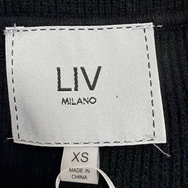 Liv Milano Womens Black Sweater Rhinestone Collar 3/4 Sleeves Pullover Sz XS