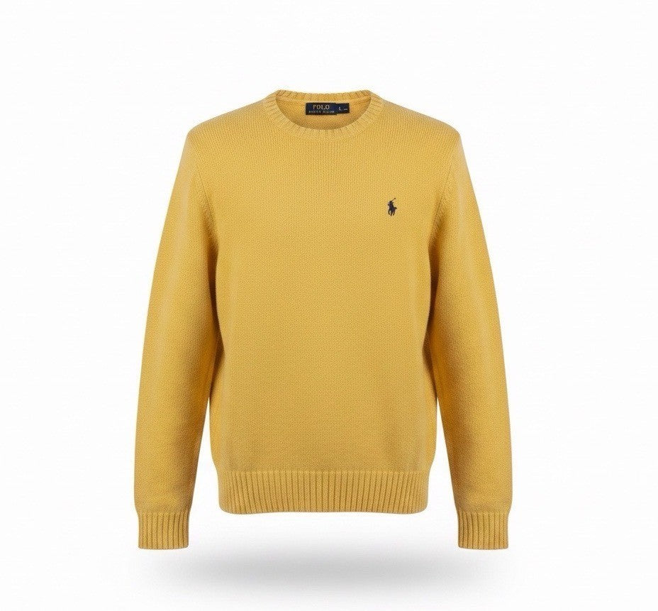 Polo Ralph Lauren Mens Yellow Crewneck Sweater Classic Knit Sz XXL
