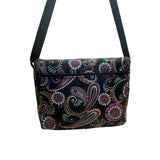 Vera Bradley Women’s Black Paisley Bold Floral Pattern Adjustable Messenger Bag