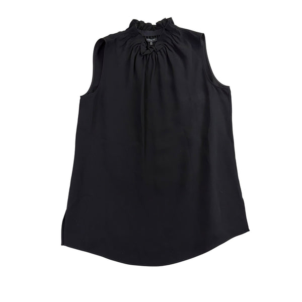 Lafayette 148 Womens Black Silk Sleeveless Ruffle Neck Blouse Size M