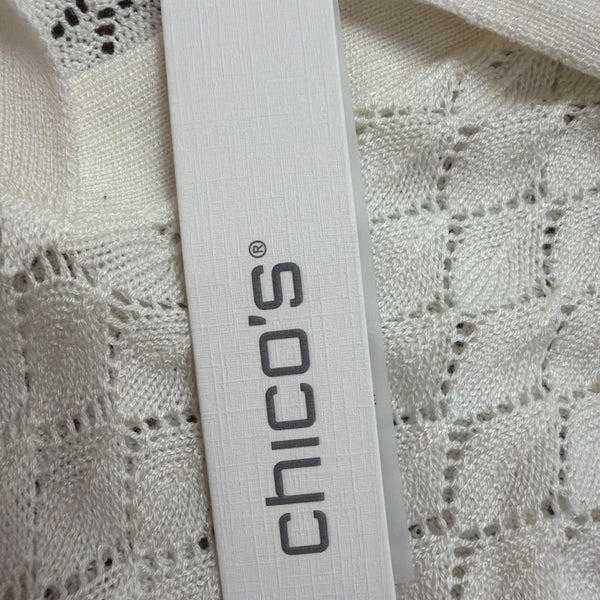 Chicos Womens Cream Knit Pullover Sweater Acetate/Modal Blend Size L