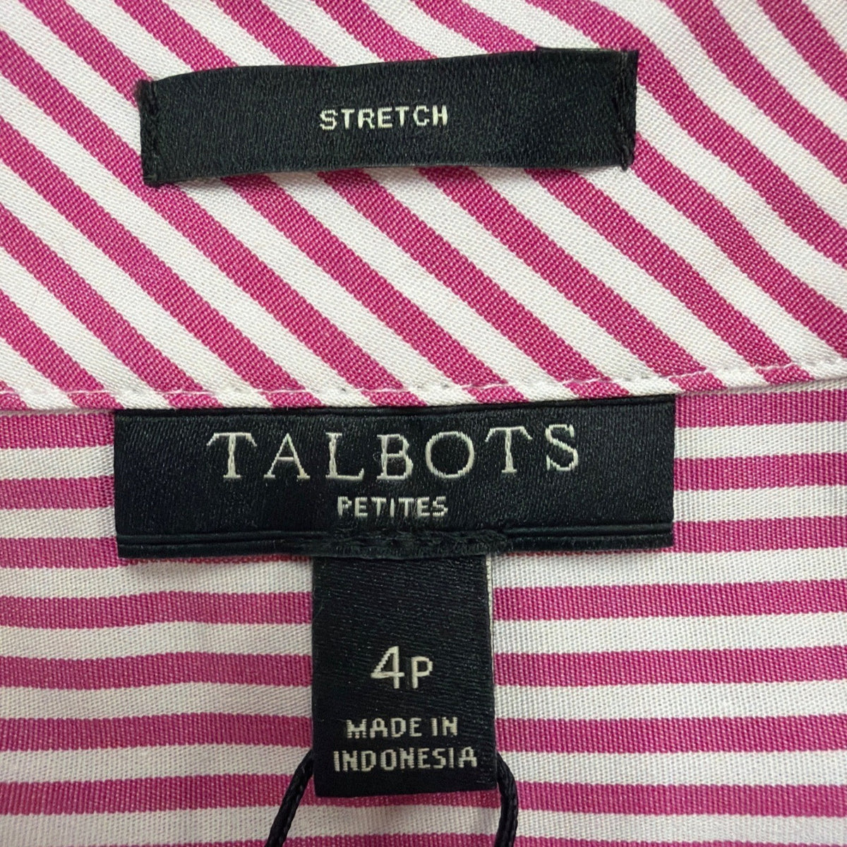 Talbots Womens Pink & White Striped Sleeveless Top With Beaded Neck Sz 4P - New
