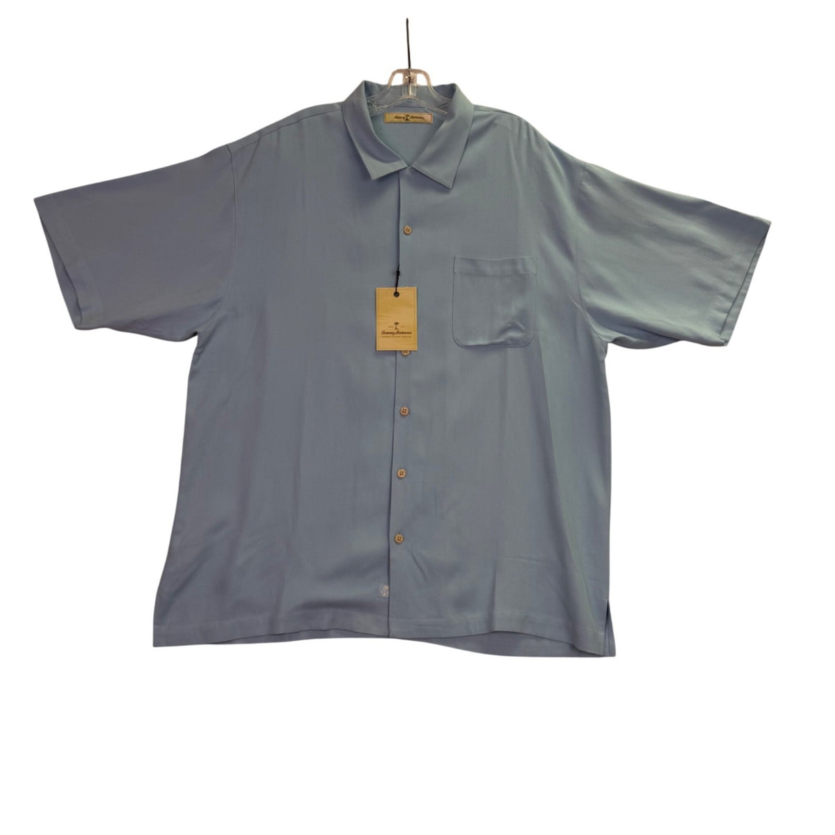 Tommy Bahama Mens Blue 100% Silk Short Sleeve Shirt Button Front Sz XL - New