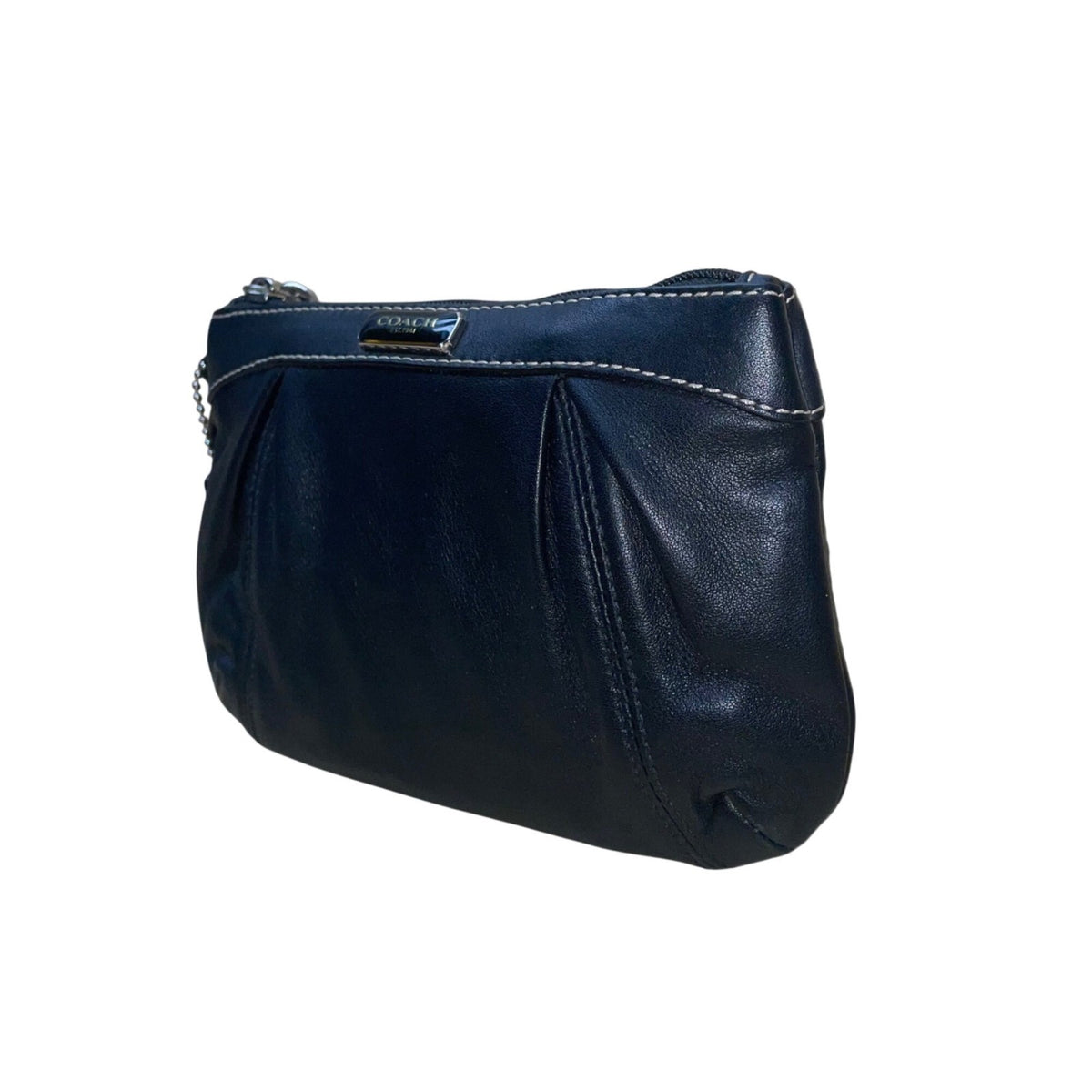 Coach Women’s Black Leather Wristlet Compact Purse