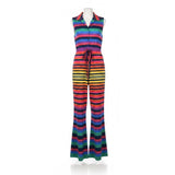 Uterque Womens Rainbow Striped Sleeveless Wide Leg Jumpsuit Size S