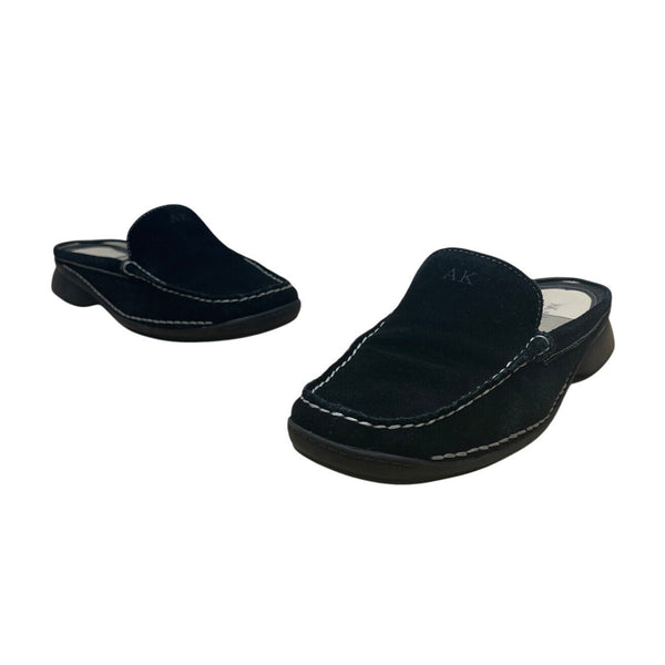 Anne Klein Women's Black Suede Leather  Slip-On Maarthus Mules Size 9M