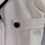 Julian Taylor Womens White Long Jacket With Black Trim Button Front  Size 14
