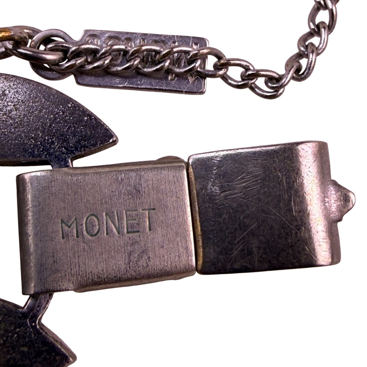 Monet Womens Silver Tone Metal Geometric Link Bracelet With Safety Chain