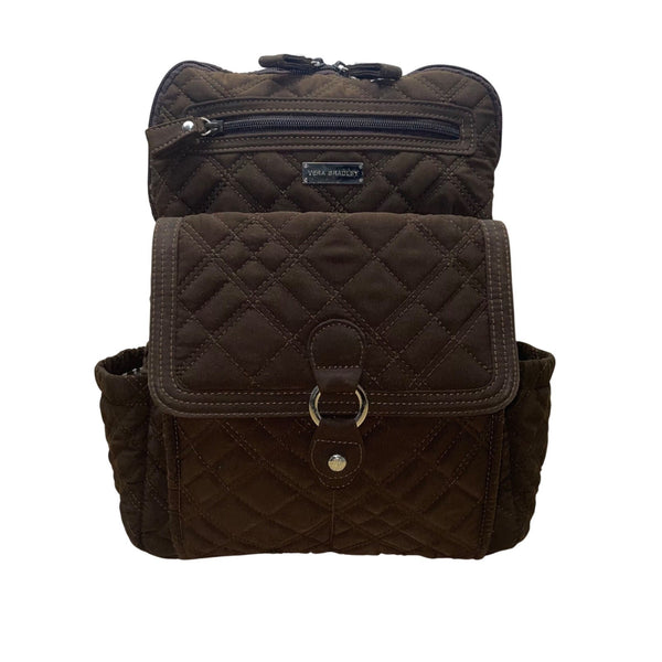 Vera Bradley Women’s Brown Quilted Fabric With Buckle Front Pocket Backpack