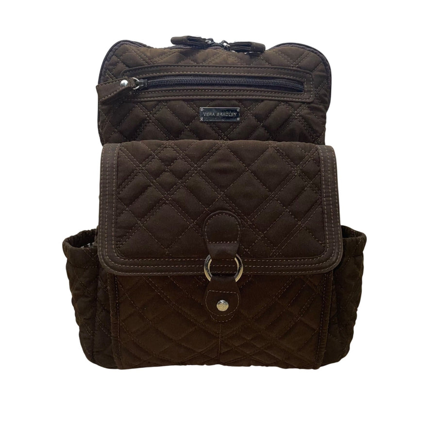 Vera Bradley Women’s Brown Quilted Fabric With Buckle Front Pocket Backpack