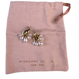 Mignonne Gavigan Womens Gold Tone & Pearl Faux Margot Drop Hoop Earrings