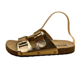 Mudd Women’s Gold Metallic Cork Sole Adjustable Buckle Straps Sandals Size M