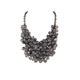 Statement Choker Necklace Women Black Chain Crystal Bead Dramatic Cluster Adjust
