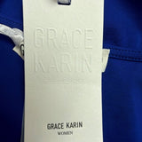 Grace Karin Women Blue Cap Sleeve Draped Tunic Top With Short Sleeves Size M