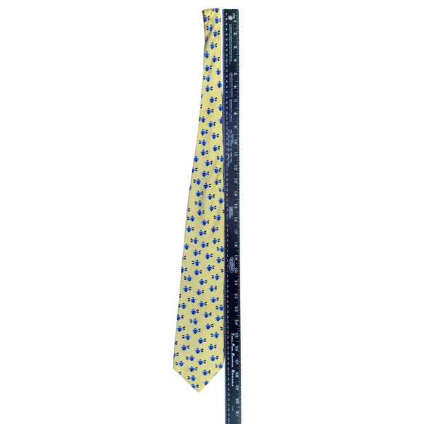 Banana Republic Mens Yellow Silk Tie With Blue Fish Print