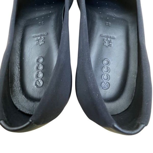 Ecco Women’s Black Leather Wedge Slip-On Comfort Shoes Size 7