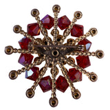 Silver Tone Womens Red Crystal Snowflake Brooch Costume Jewelry Round Design