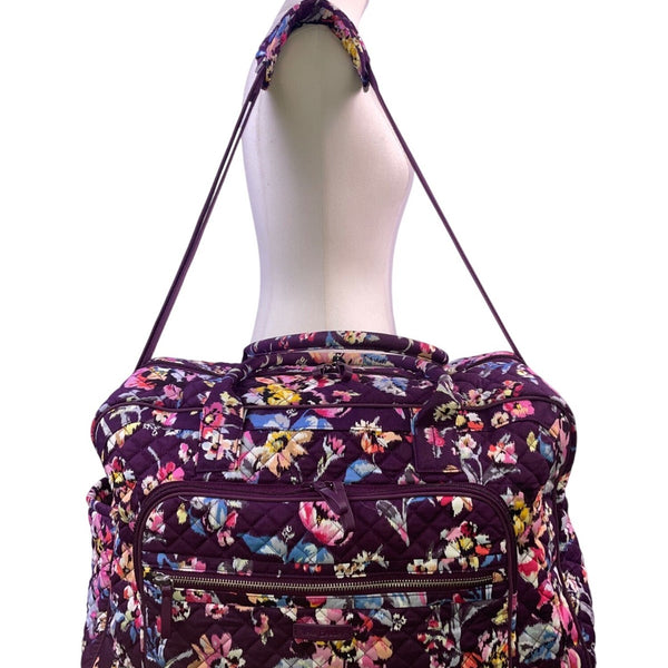 Vera Bradley Women’s Purple Floral Quilted Spacious Travel Carry-On Duffel Bag