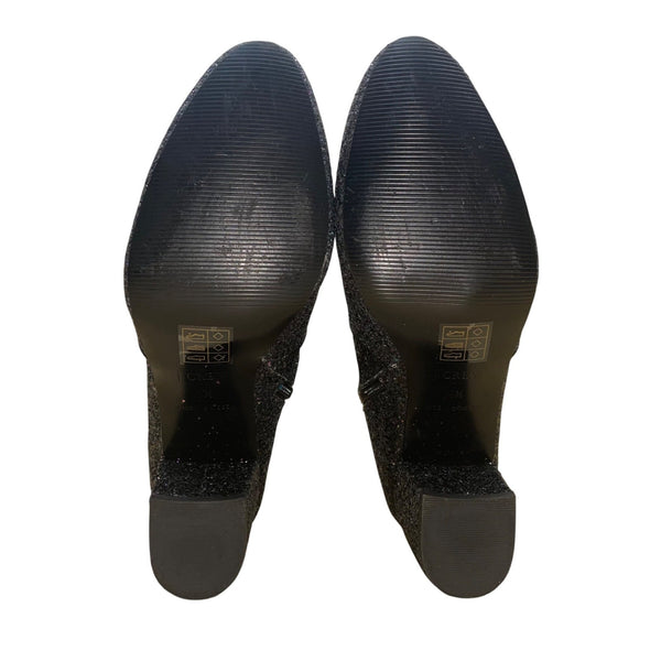 J. Crew Women’s Black Glitter Synthetic Zipper Block Heel Ankle Boots Size 9.5