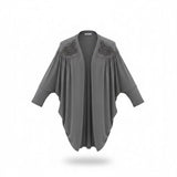 Fashion Bug Womens Gray Kimono Top Beaded Shoulder Size 3X