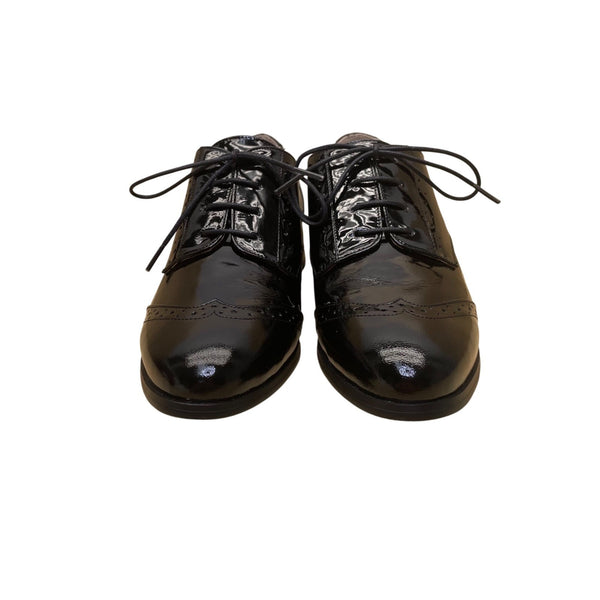 Kokko Women’s Black Patent Leather Oxford Lace Up Formal Brogue Shoes Size 7