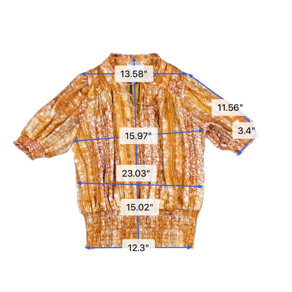Rachel Zoe Womens Orange Patterned Top Lightweight Stylish Size S 