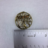 Michael Karl Gold Tone Tree Of Life Pin Brooch With Israel Coin