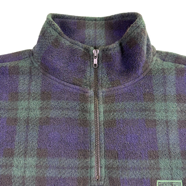 Ralph Lauren Mens Navy & Green Pullover Fleece Plaid Half Zip Sweater Size L