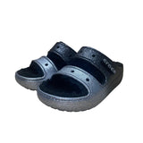 Crocs Women’s Black Glitter Faux Fur Lined Slide Sandals Size M4/W6