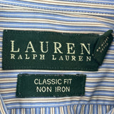 Ralph Lauren Mens Classic Fit Blue & White Striped Dress Shirt Sz 15.5 (32/33)