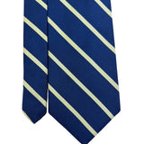 Vintage Brooks Brothers Mens Navy & Yellow Silk Striped Tie Handmade USA Classi