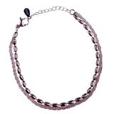 Sterling Silver Womens Two-Strand Bracelet Beaded & Textured Chain Design