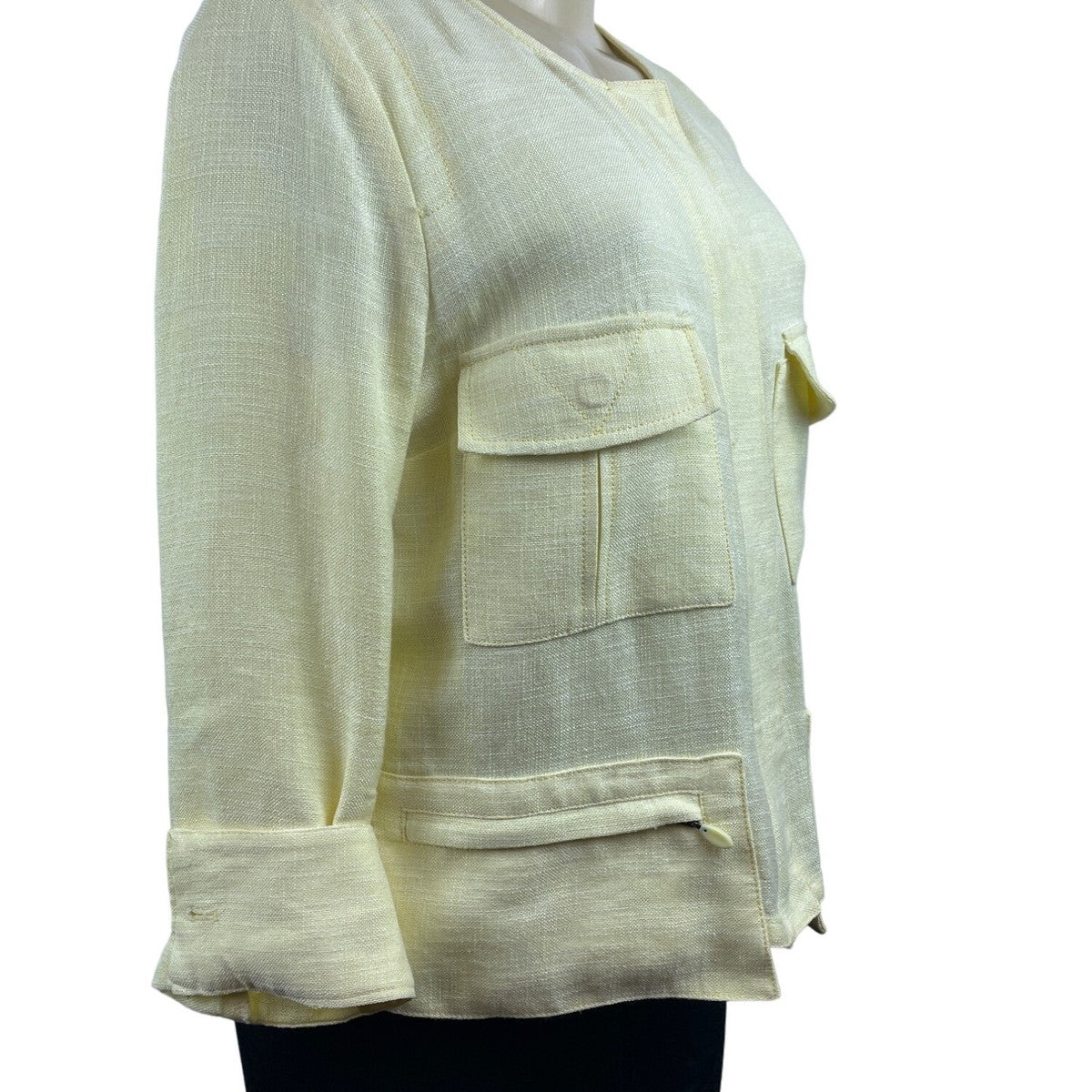 Worth Womens Yellow Linen Jacket With Pockets Size 6