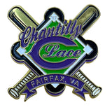 Chantilly Lace Softball Team Lapel Pin Gold & Enamel Crossed Bats Fairfax VA
