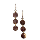 Primavera Womens Gold Tone Sterling Dangle Earrings 3 Hammered Discs 24 Karat