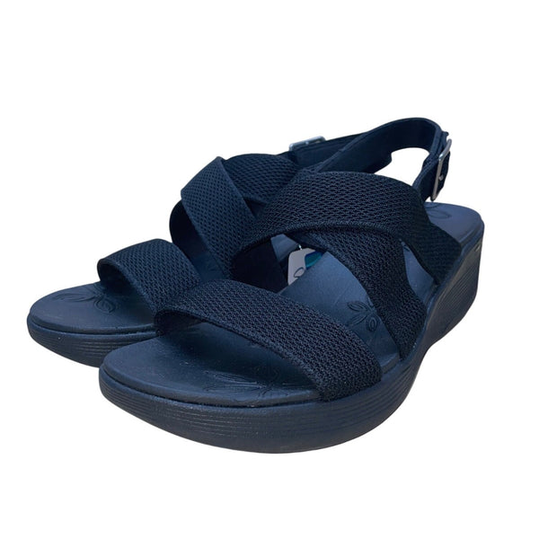 Skechers Women’s Black Adhesive Buckle Strap Luxe Foam Platform Sandals Size 11