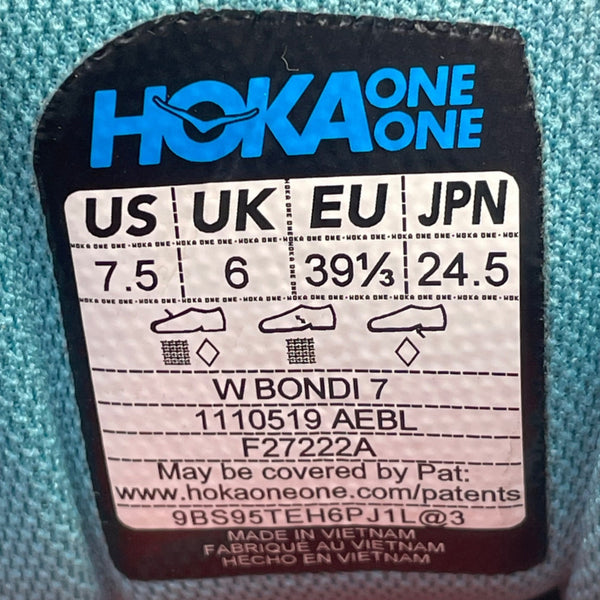 Hoka One One Women’s Light Blue Bondi 7 Running Shoes Size 7.5