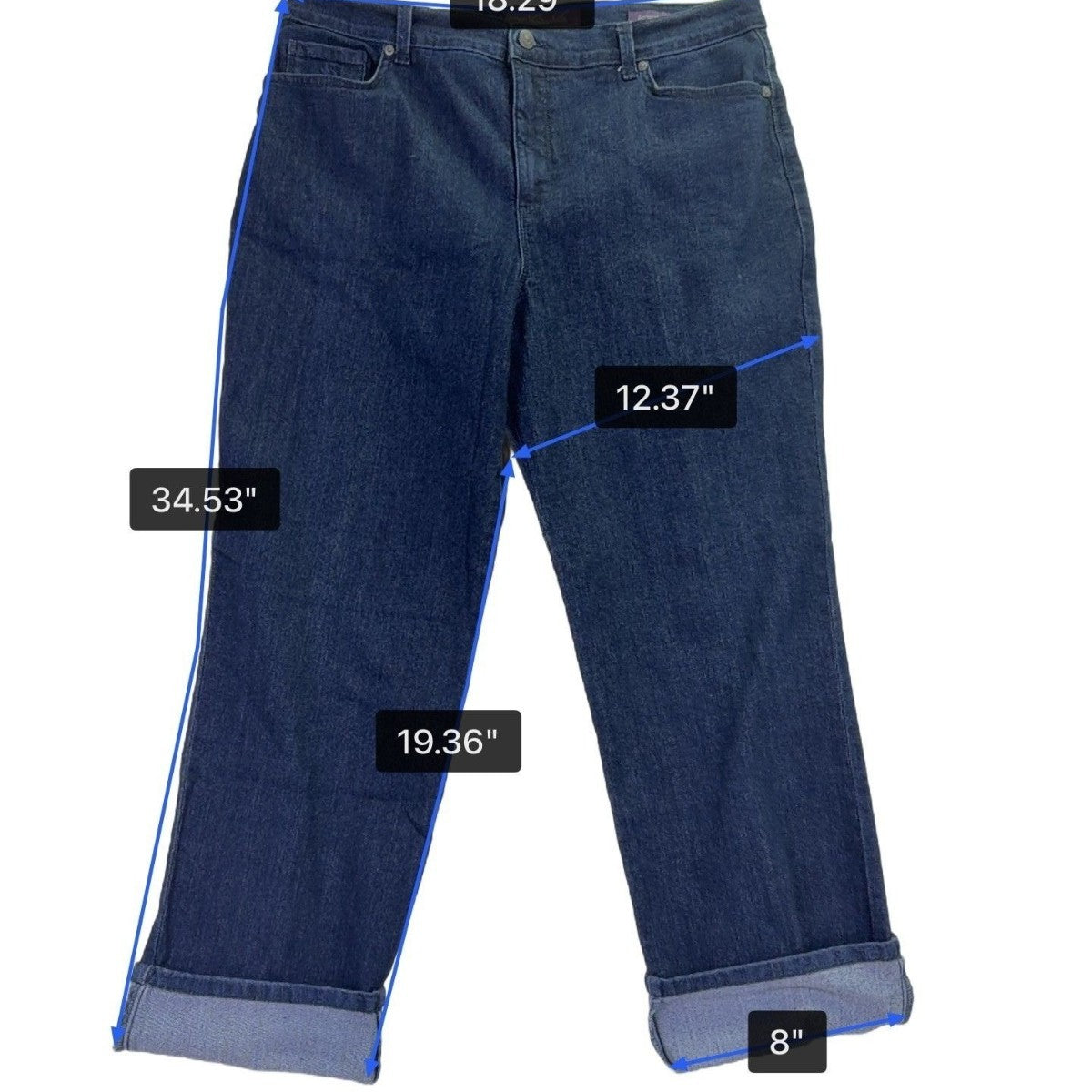 Gloria Vanderbilt Womens Dark Wash Denim Amanda Cuffed Capri Jeans Size 16S